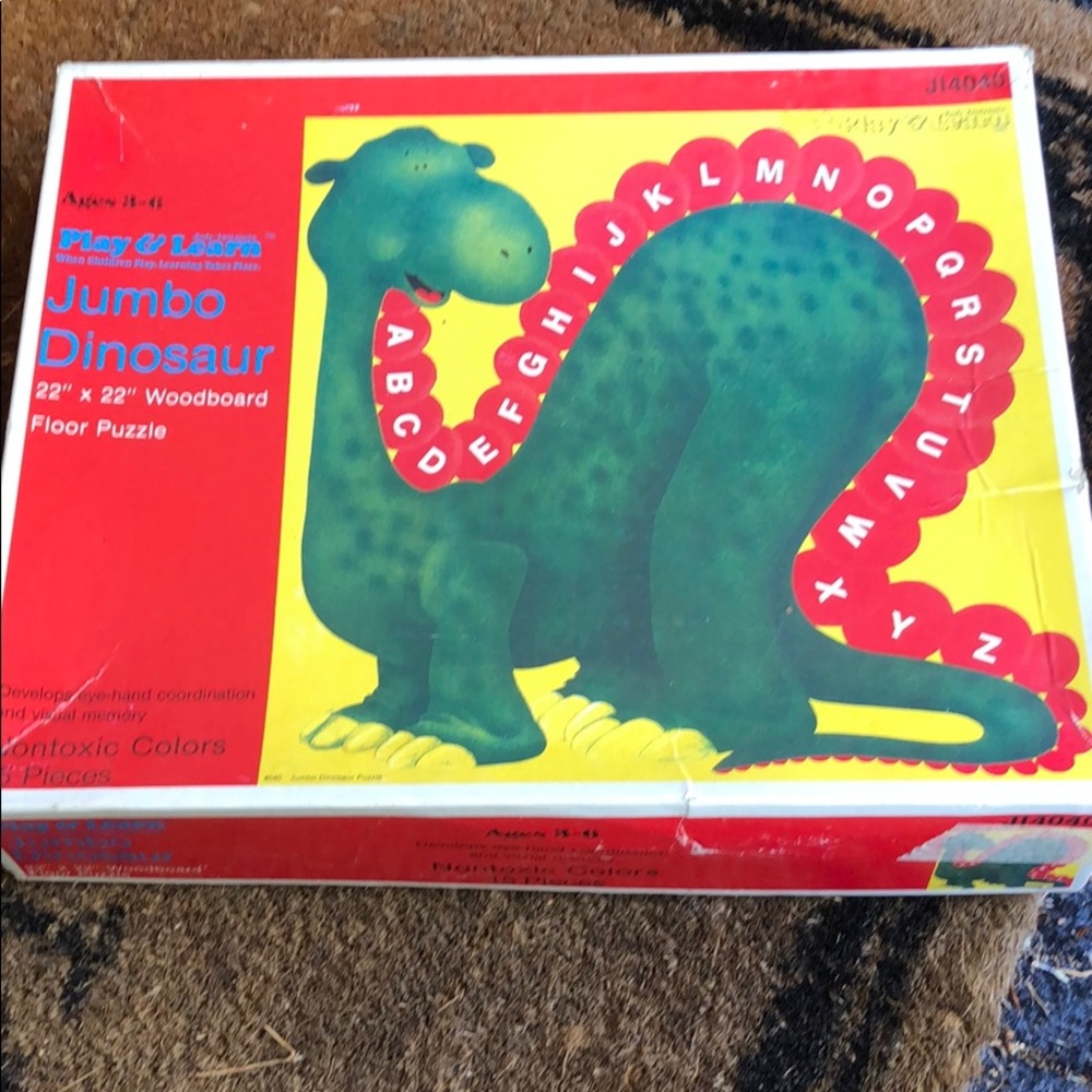 Vintage Jumbo Dinosaur Alphabet Floor Puzzle 15 p